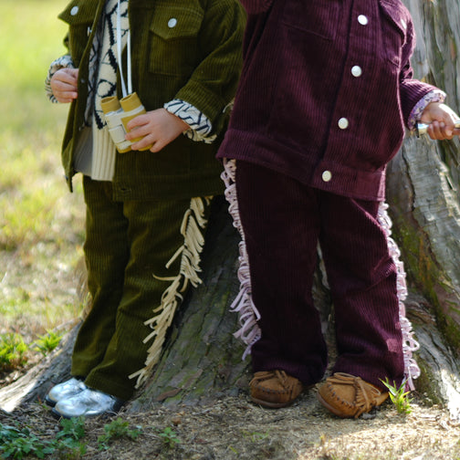 CORDUROY FRINGE FLARE PANTS