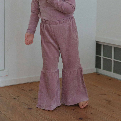 VELVET PANEL FRILL FLARE PANTS
