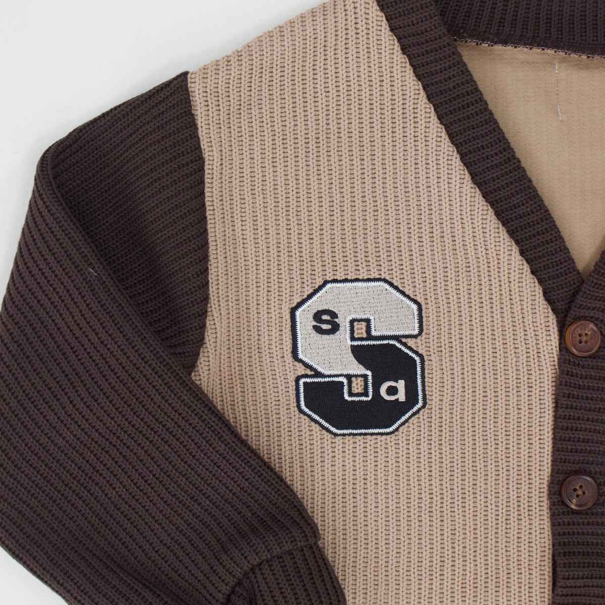 PATCHWORK COLOR-BLOCK KNIT CARDIGAN