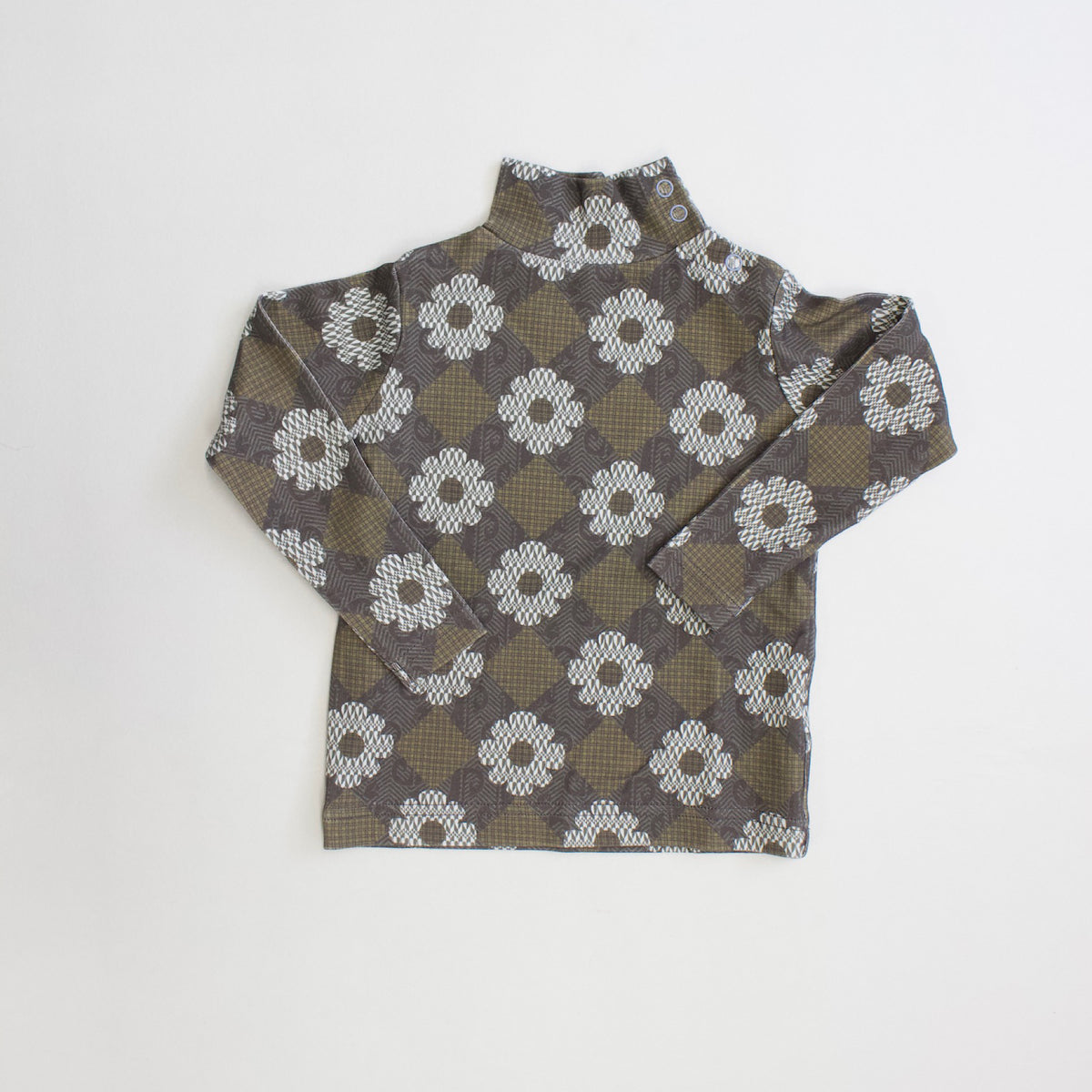 Jamée Rousse 26AW NEW PATTERN HIGH-NECK TOP FLOWER BLOCK