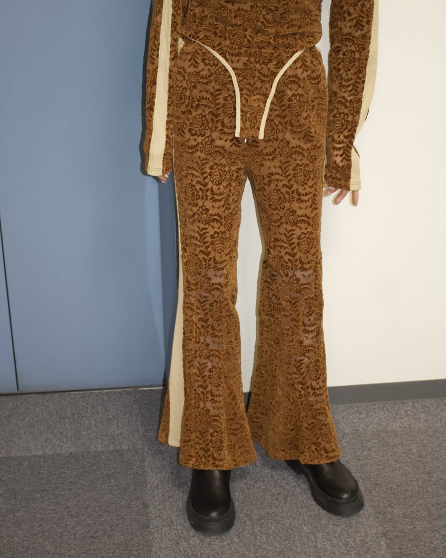 Velour Lace Flare Pants