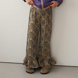 QUILTED JERSEY RUFFLED HEM PANTS1