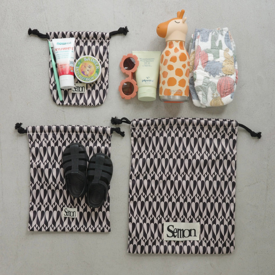 3SET PATTERN DRAWSTRING BAGS