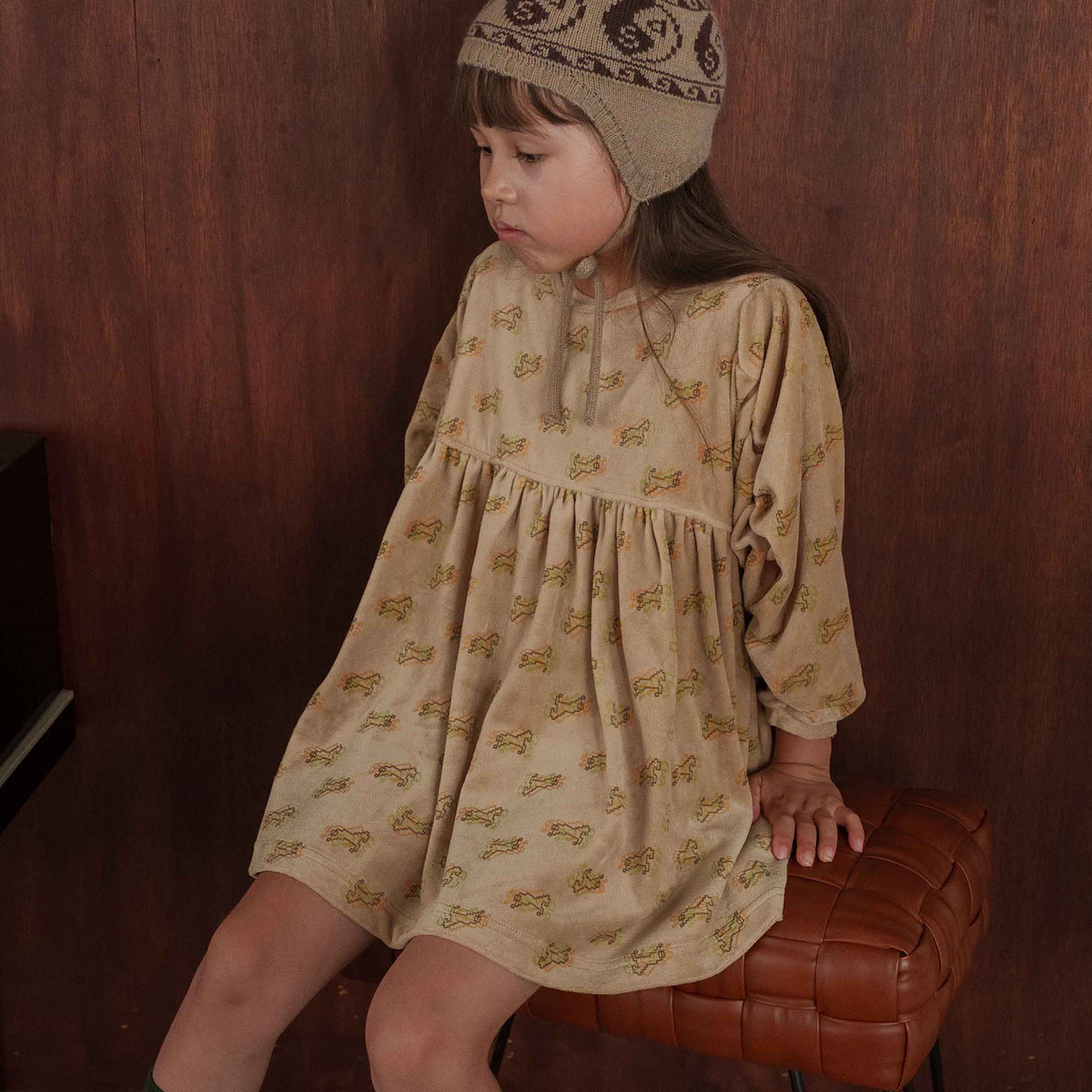 TRIPLE HORSE VELOUR DRESS