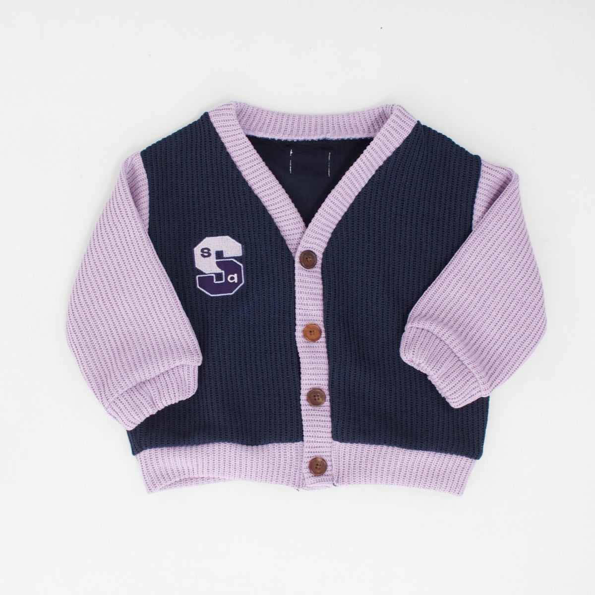 PATCHWORK COLOR-BLOCK KNIT CARDIGAN