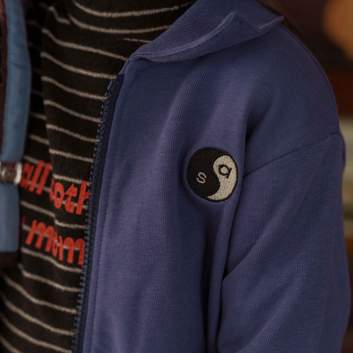 YIN YANG EMBROIDERY FLEECE ZIP-UP JACKET