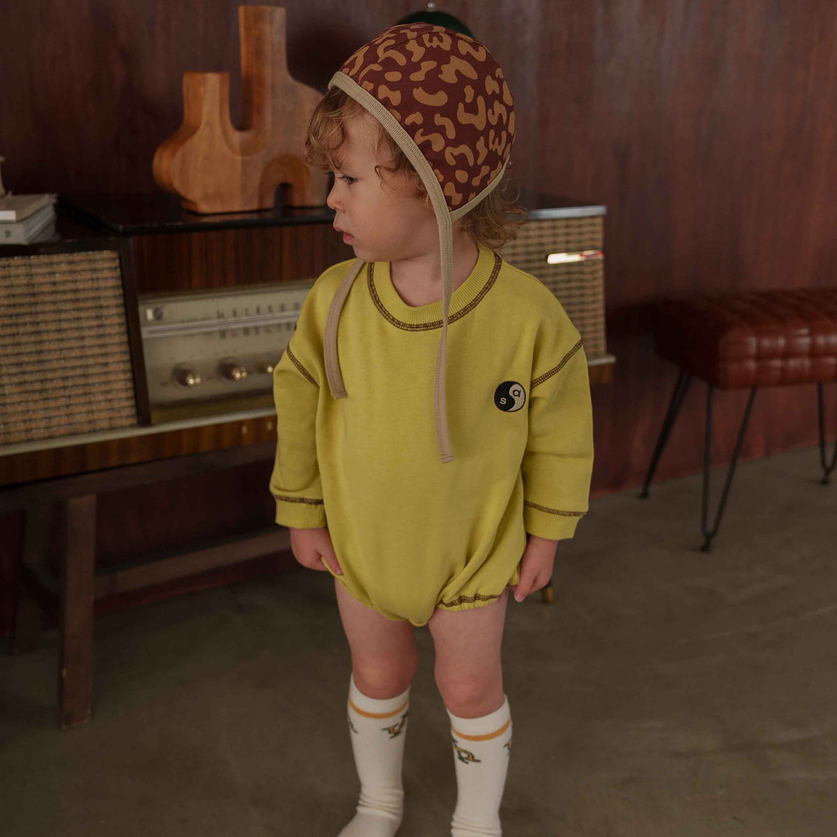 YIN YANG EMBROIDERY FLEECE ROMPER