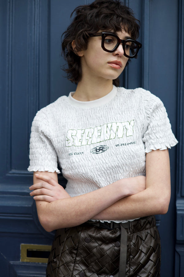 Shirring Logo Print Tee