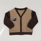 PATCHWORK COLOR-BLOCK KNIT CARDIGAN
