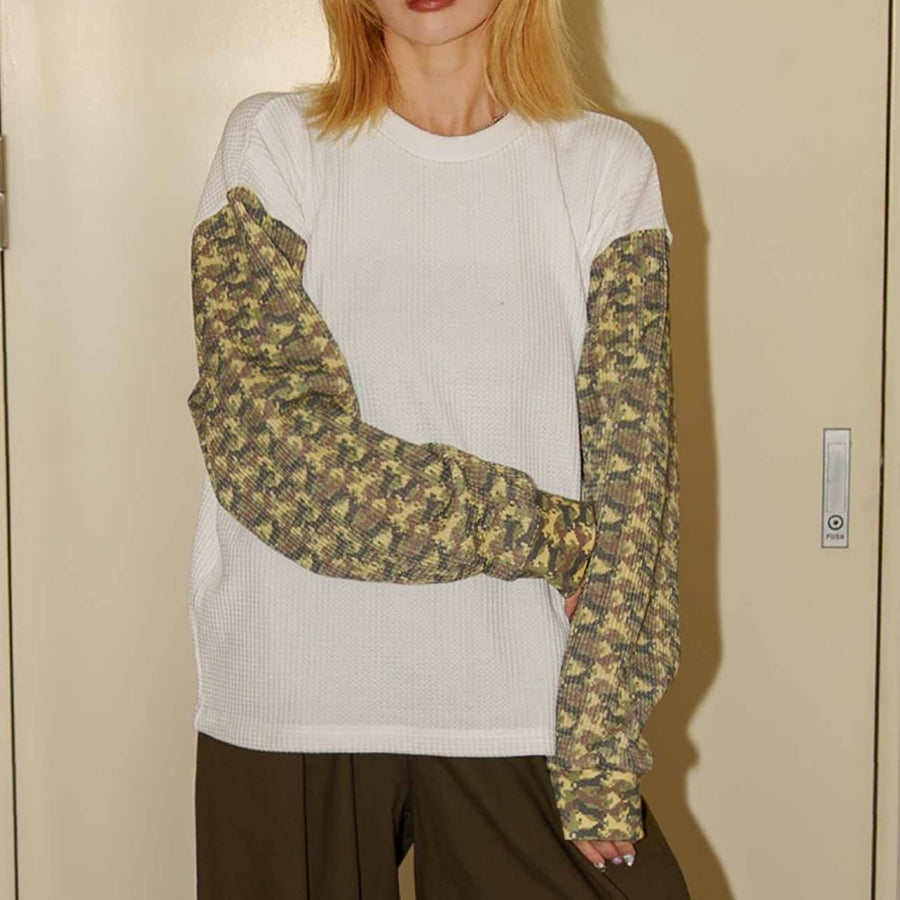 WAFFLE CAMOUFLAGE ADULT LONG SLEEVE T-SHIRT