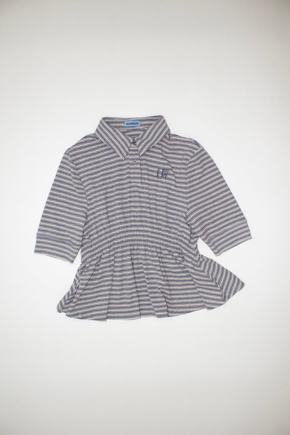 AURéNLEV Border Polo Shirt グレー