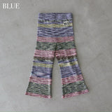 MIXED BORDER KNIT FLARE PANTS 3