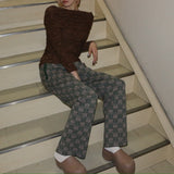 [ladies series] PATTERN JAGGARD KNIT PANTS8