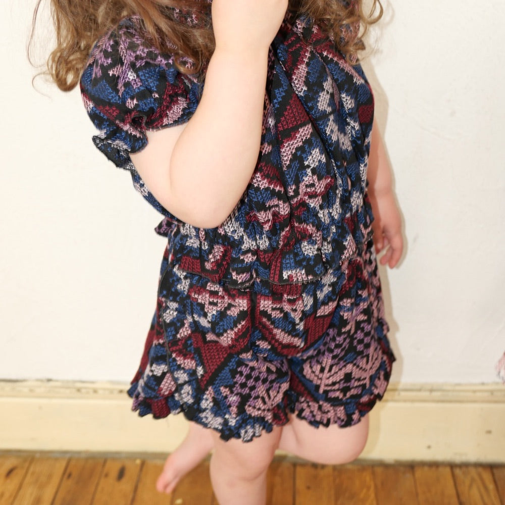Jamée Rousse CROSS STITCH EMBROIDERED TOPS ブラック
