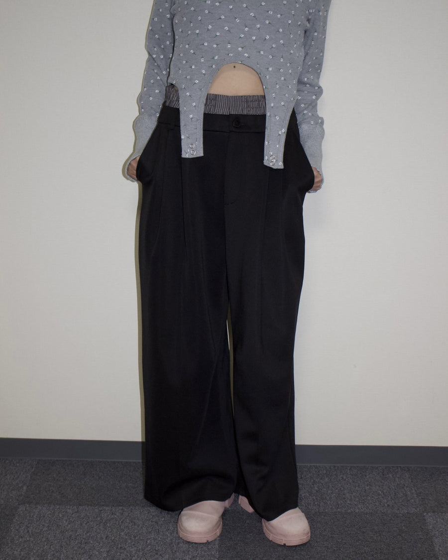 Ponte Double Waist Wide Pants