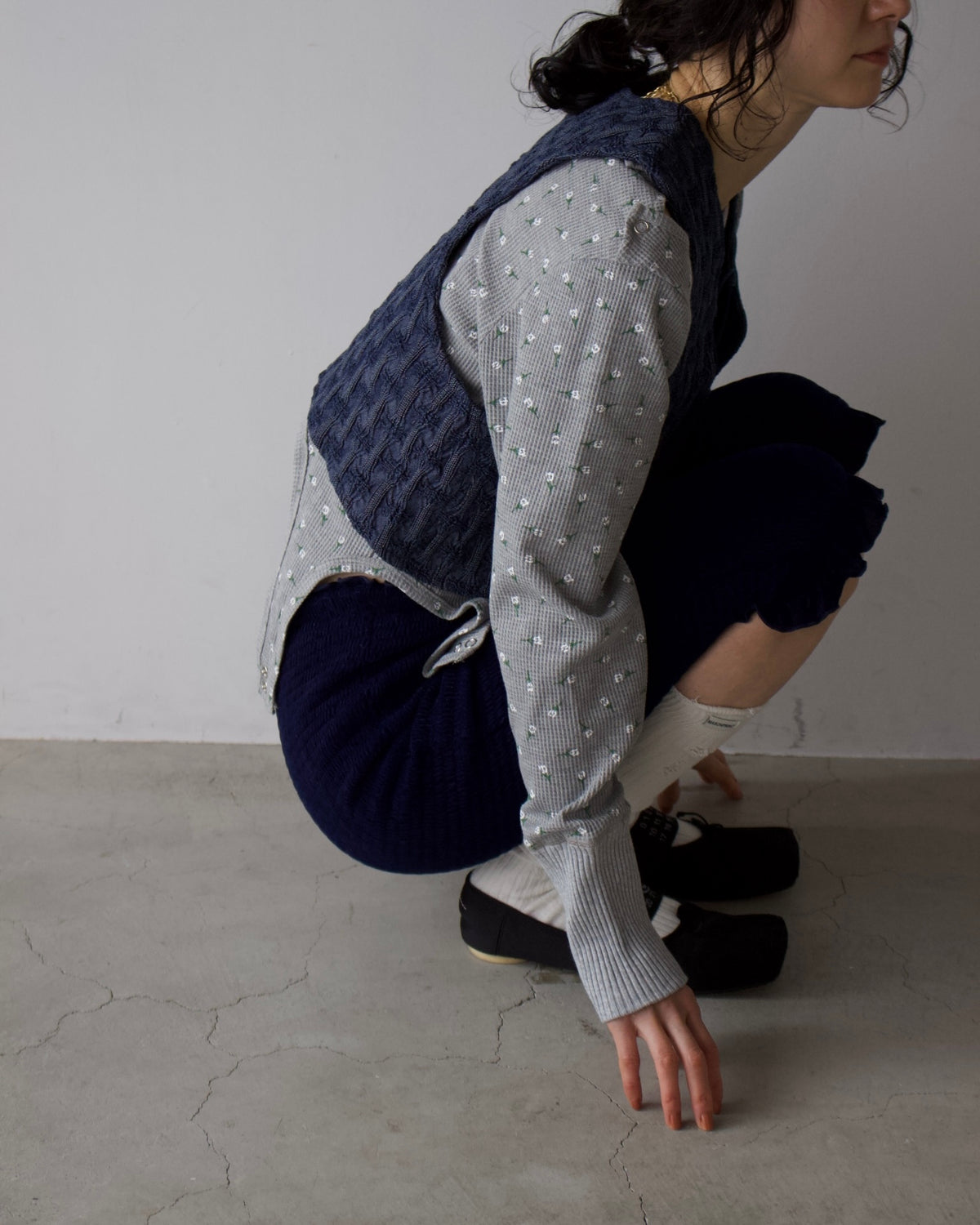 AURéNLEV Denim Lace Up Vest DENIM