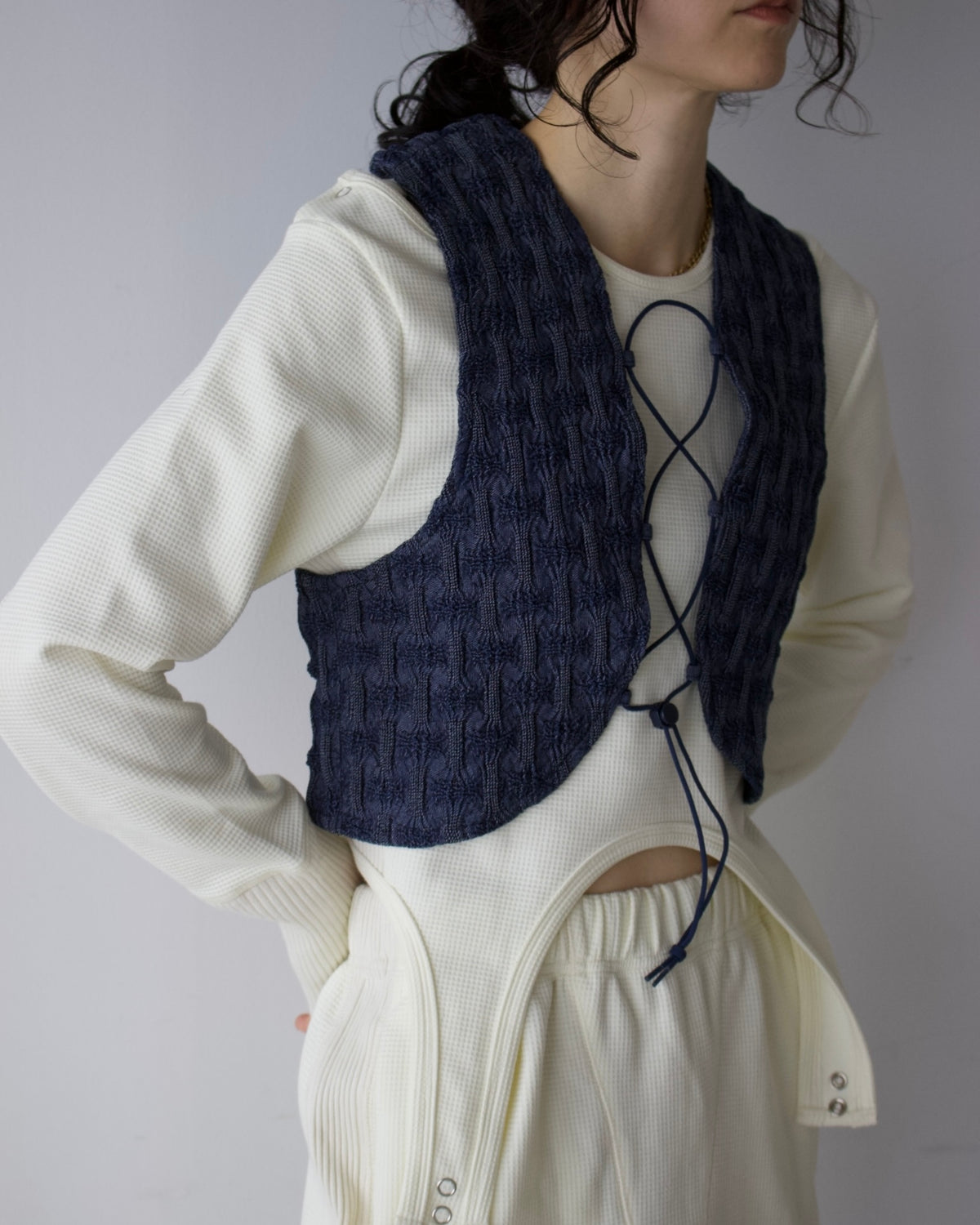 AURéNLEV Denim Lace Up Vest DENIM