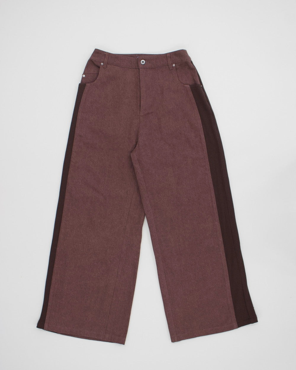 AURéNLEV Denim Side Rib Wide Pants ブラウン