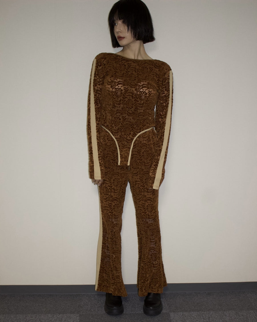 Velour Lace Flare Pants