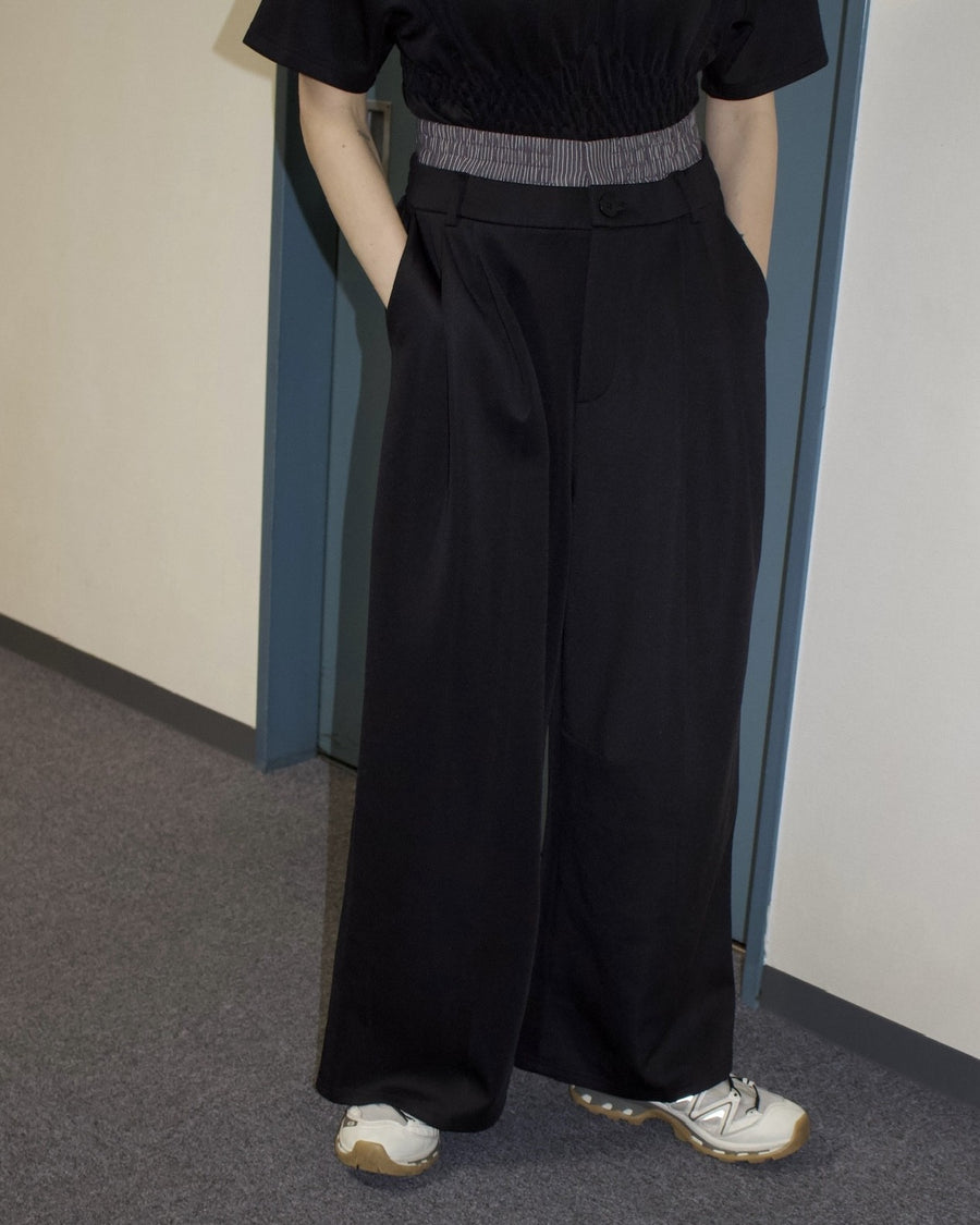 Ponte Double Waist Wide Pants