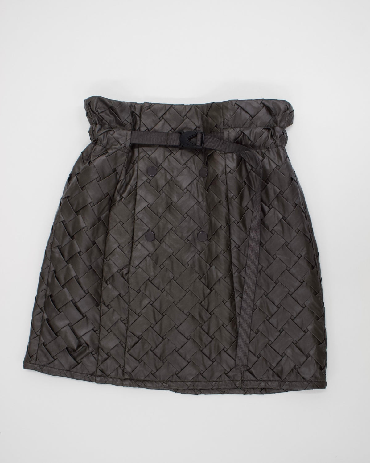 AURéNLEV Faux Leather Intrecciato Skirt カーキ