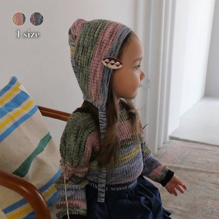 MIXED BORDER KNIT BONNET