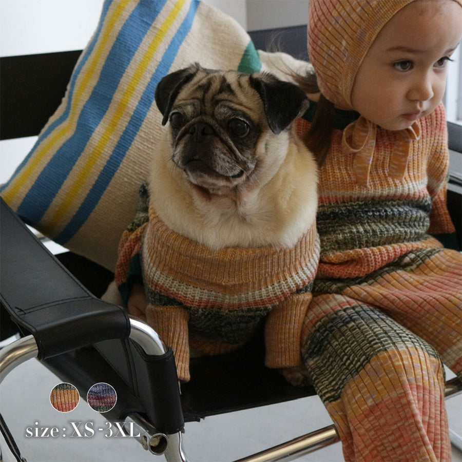 MIXED BORDER KNIT DOG WEAR