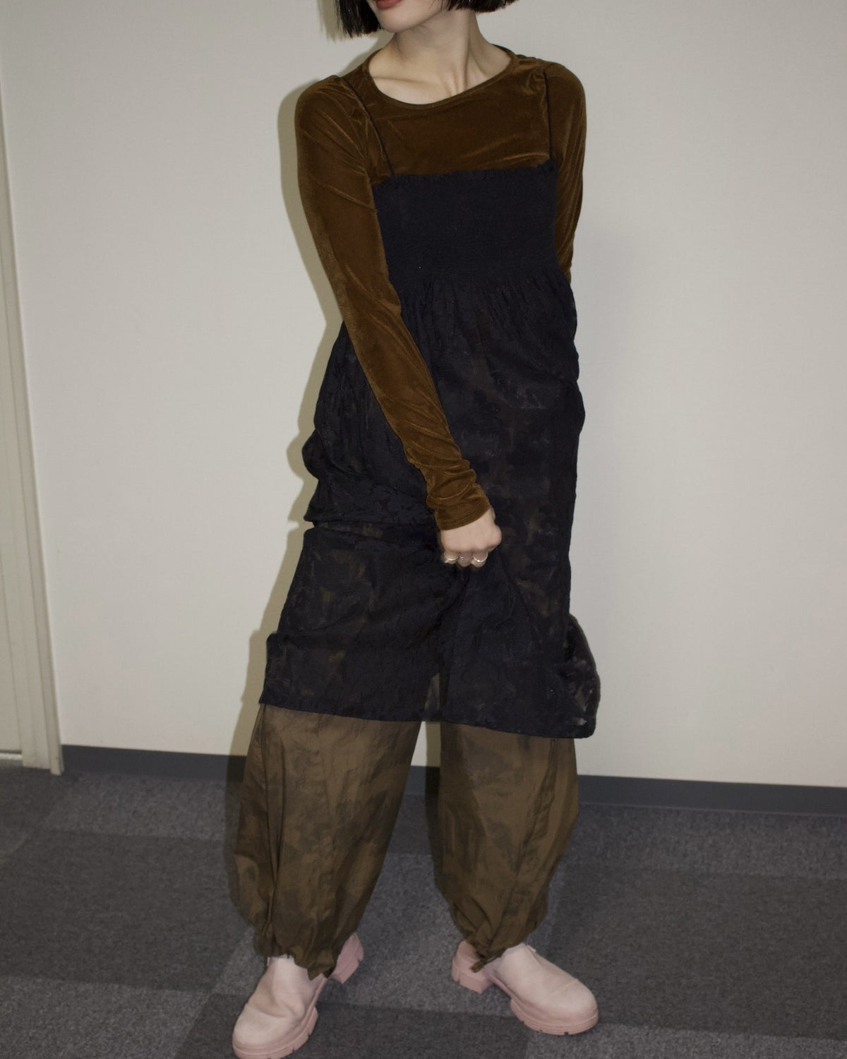 AURéNLEV Nylon Marble Pants ブラウン