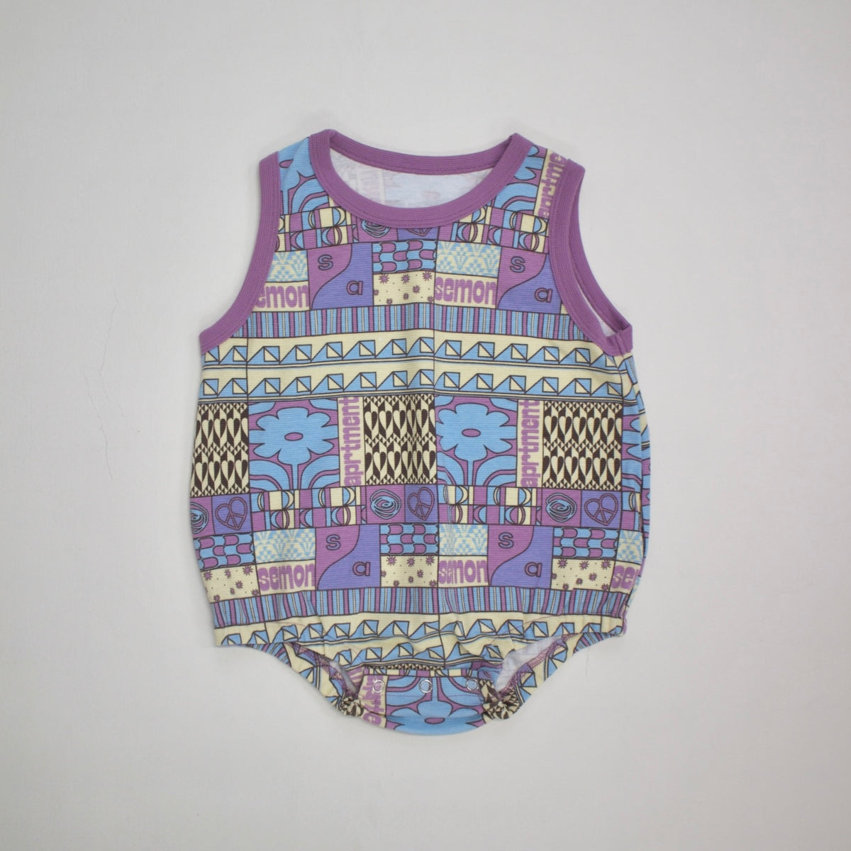 Semon ApartMent PANEL PRINT TANK ROMPERS ライトブルー