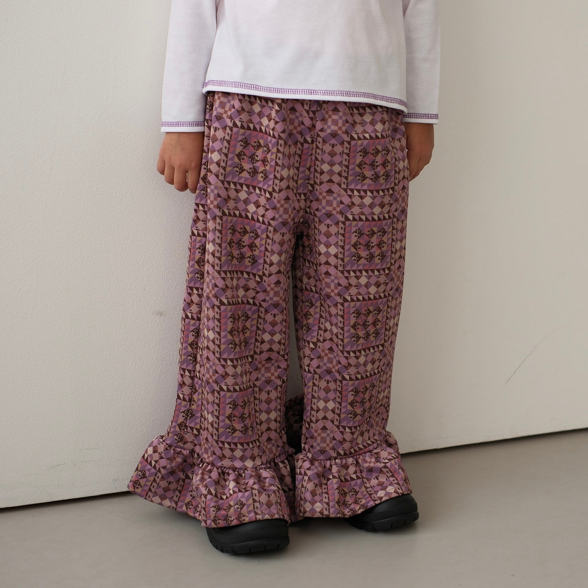 Semon ApartMent QUILTED JERSEY RUFFLED HEM PANTS