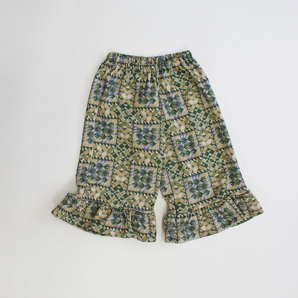 Semon ApartMent QUILTED JERSEY RUFFLED HEM PANTS グリーン