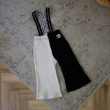 RIBBED SUSPENDER WIDE FLARE PANTS2