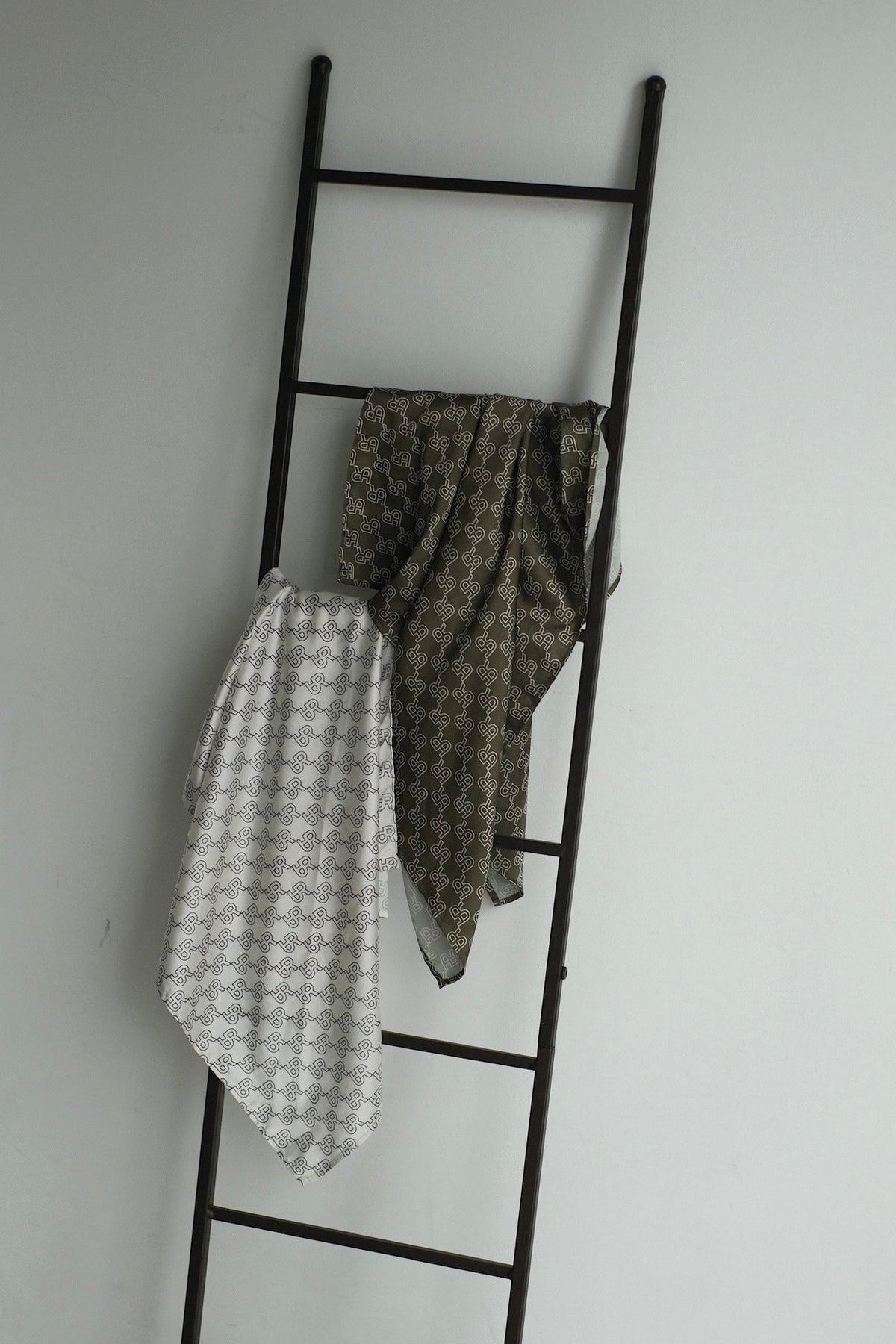 AURéNLEV Satin Monogram Scarf