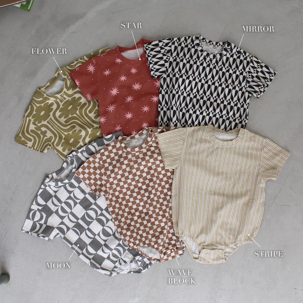 Semon ApartMent SHORT SLEEVE PATTERN ROMPERS