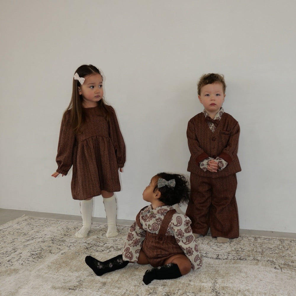 Semon オケージョンシリーズ ペイズリー ロンパースシャツ ツイードブルマ PAISLEY SHIRT ROMPERS – Frö