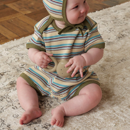 RIBBED BORDER ROMPERS