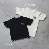 WAFFLE EMBROIDERED HALF SLEEVE TEE2