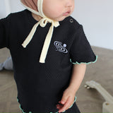 WAFFLE EMBROIDERED HALF SLEEVE TEE15