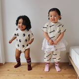 WAFFLE PRINT HALF SLEEVE ROMPERS 17