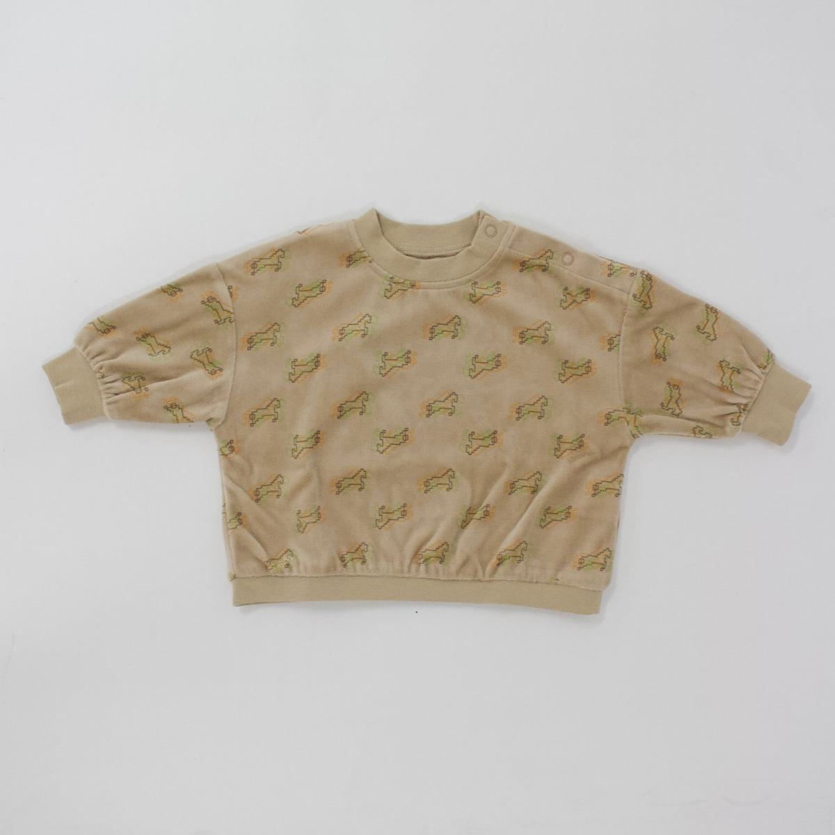 Semon ApartMent TRIPLE HORSE VELOUR LONG SLEEVE TOP