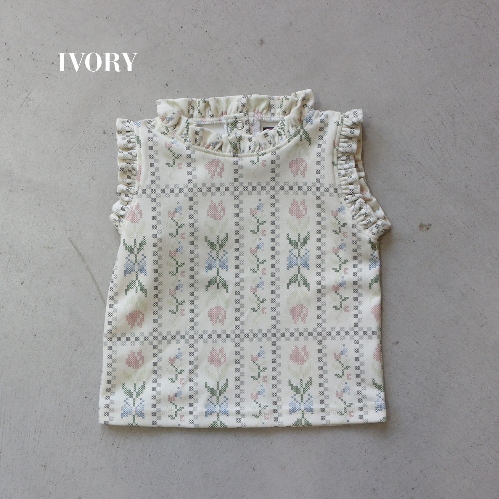 Jamée Rousse TUCK FRILL SLEEVELESS TOPS アイボリー