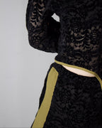 AURéNLEV Velour Lace Bodysuit Top