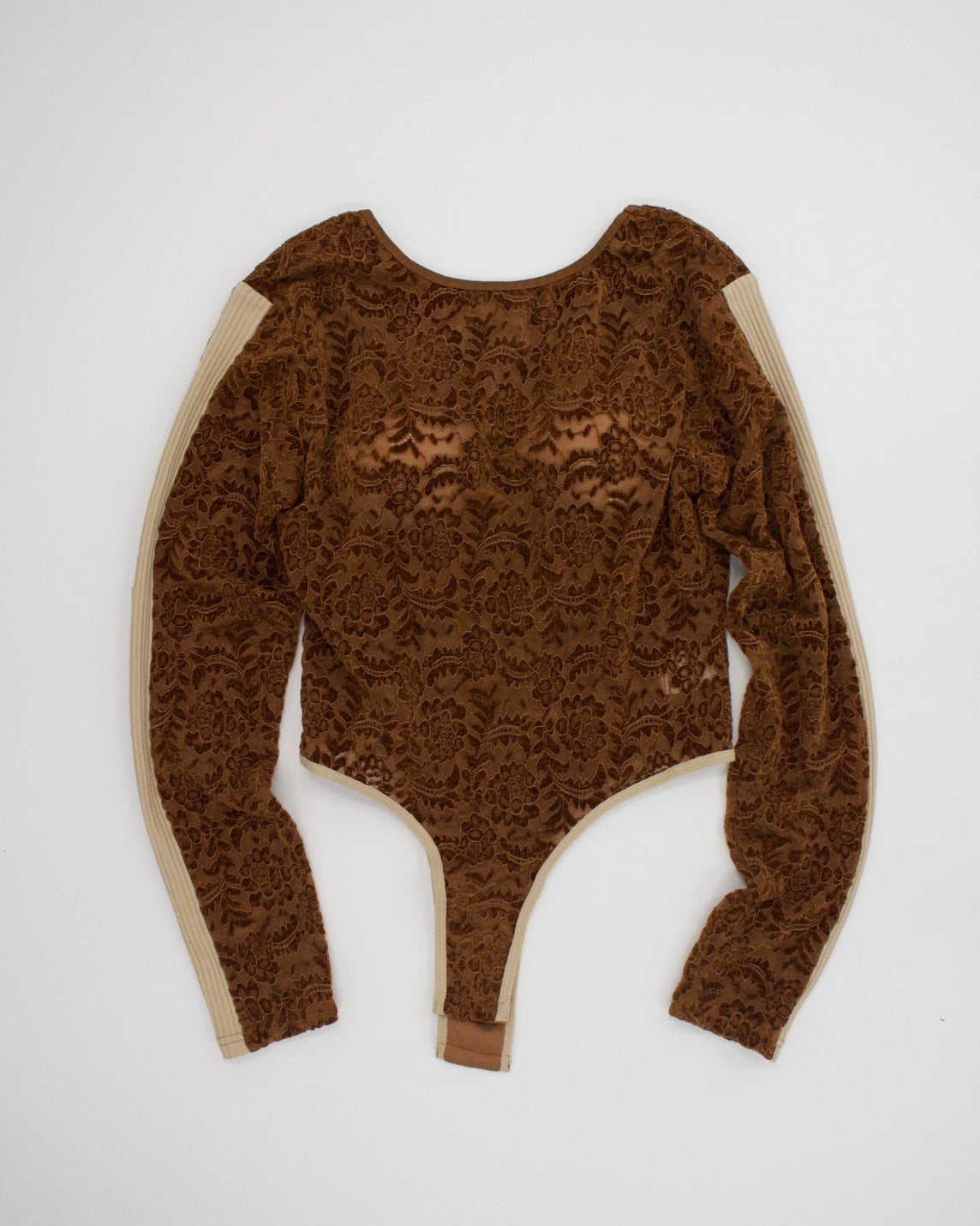 AURéNLEV Velour Lace Bodysuit Top