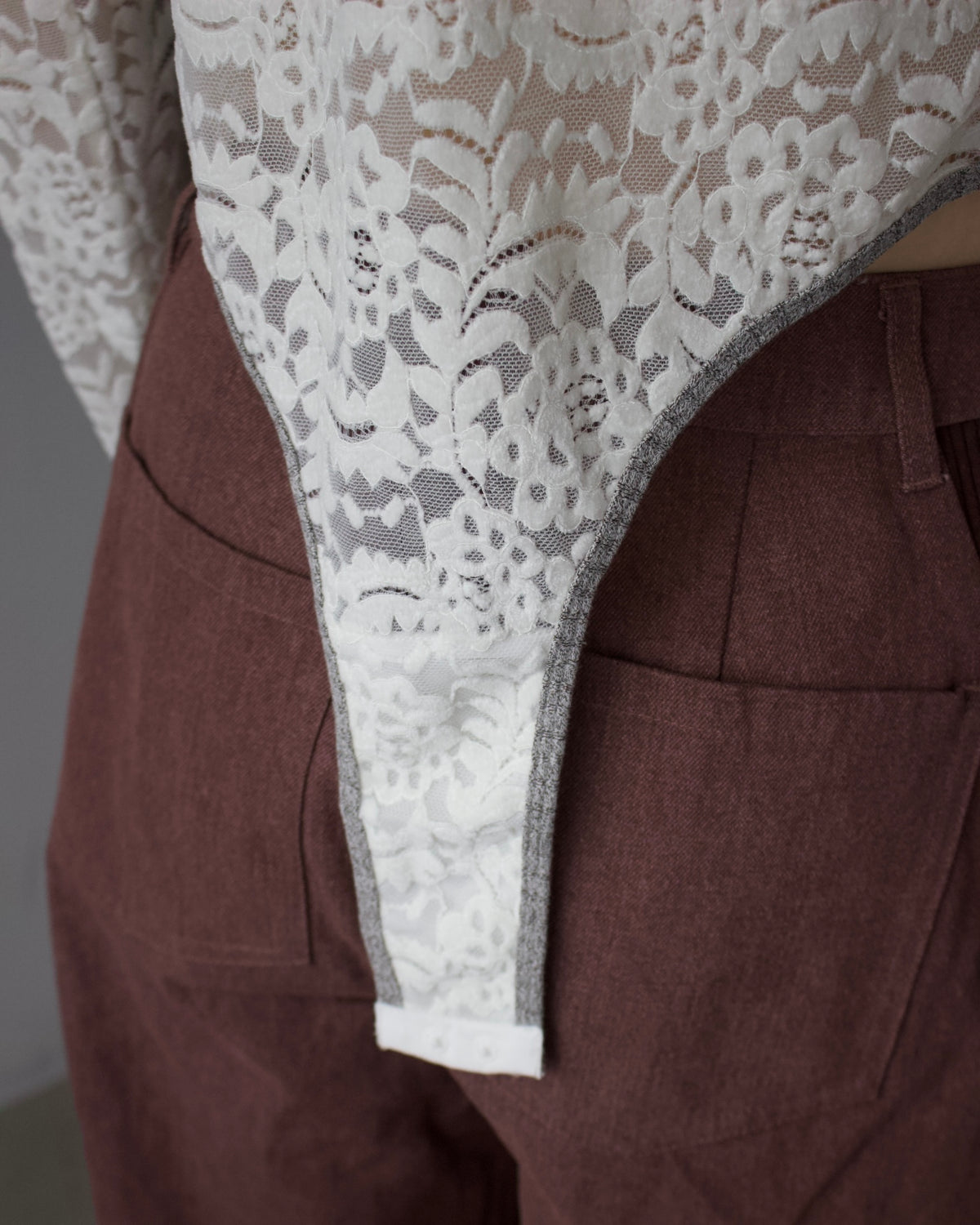 AURéNLEV Velour Lace Bodysuit Top