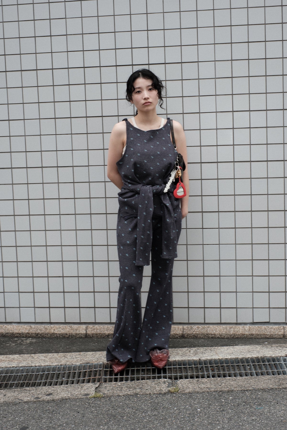 AURéNLEV Waffle 2way Tops ネイビー