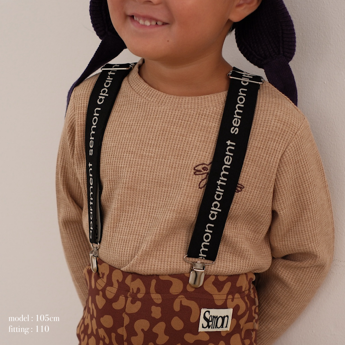 Semon ApartMent WAFFLE HORSE EMBROIDERY MERROW LONG-SLEEVE T-SHIRT